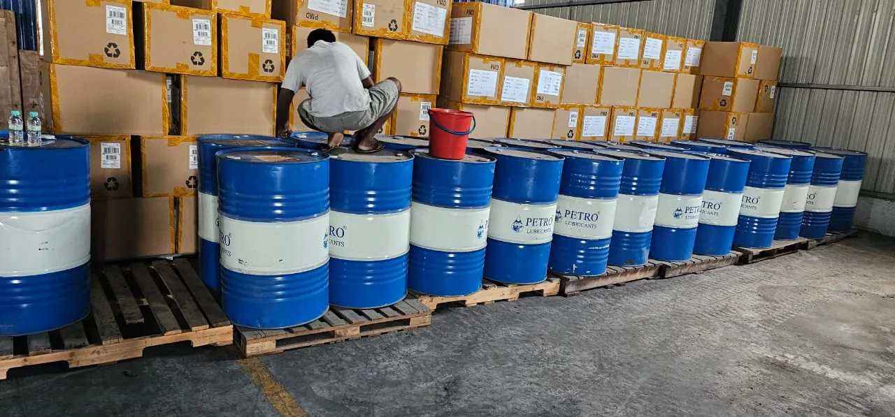 Palletised drums, ready to ship
