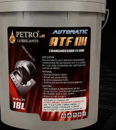 ATF-DIII Automatic Transmission Fluid, 18L Pail